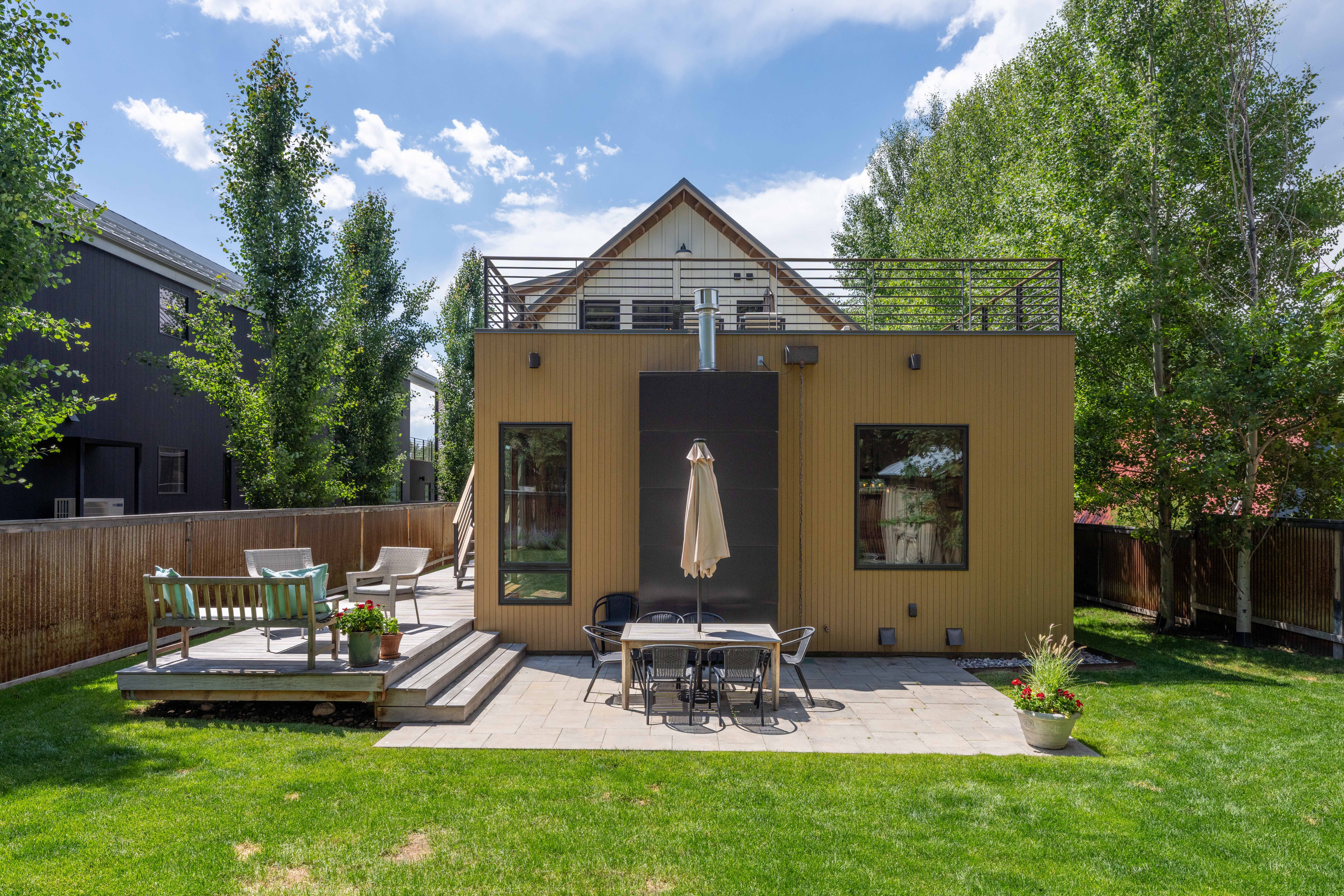Backyard and rooftop deck
