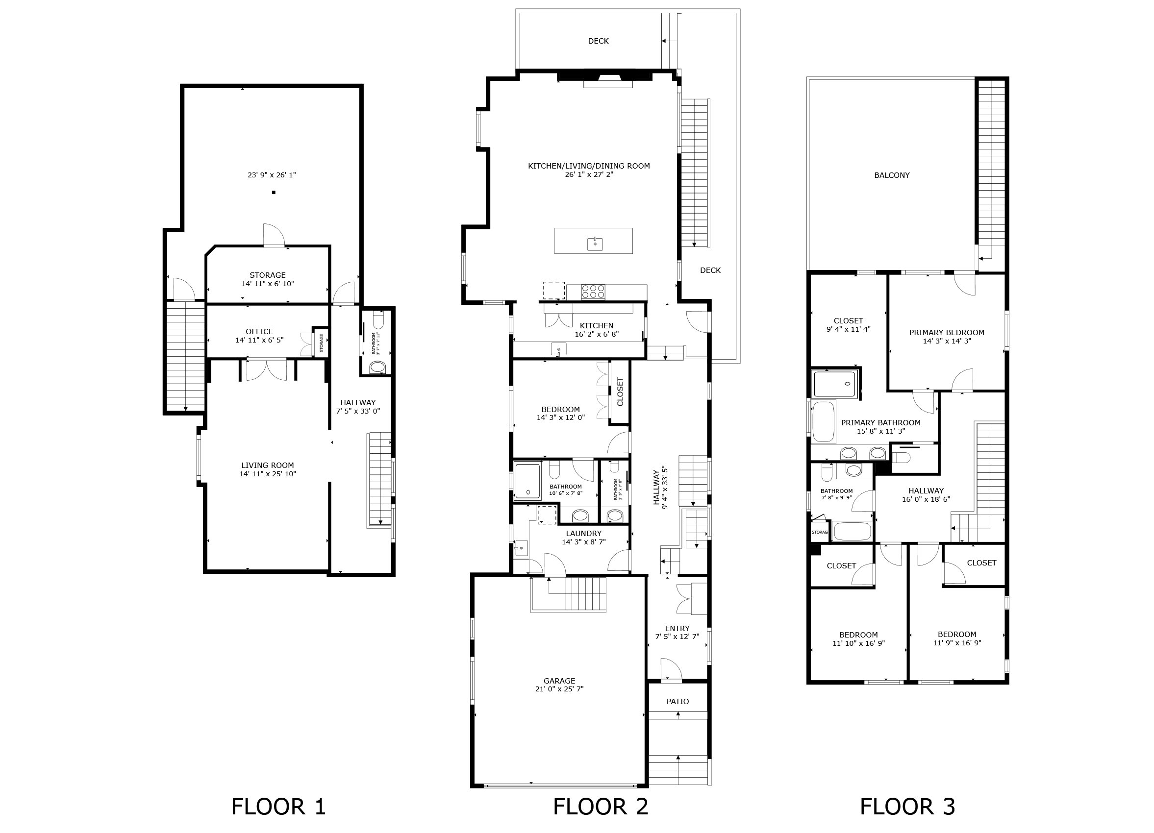 150 N Jean Street Floor Plan Three Levels